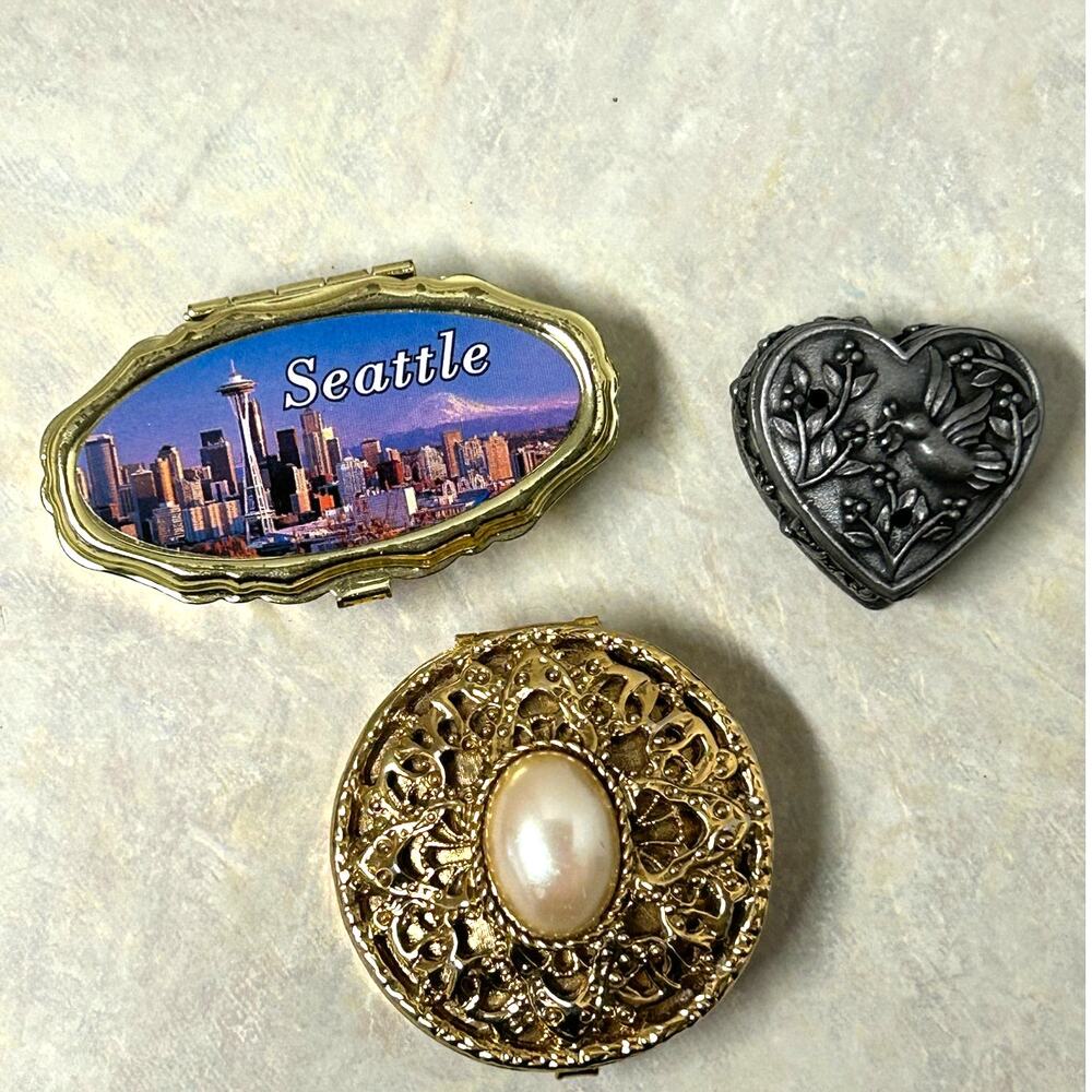 Vintage Trinket Boxes Pillboxes Set of‎ 3